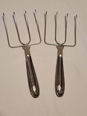 All Clad Steel Meat Turkey Ham Lifting Forks Set Of 2 Forks Serving All-Clad